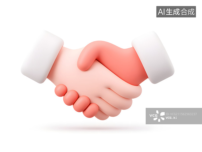 【AI数字艺术】握手的3D图标团队合作插画图片素材