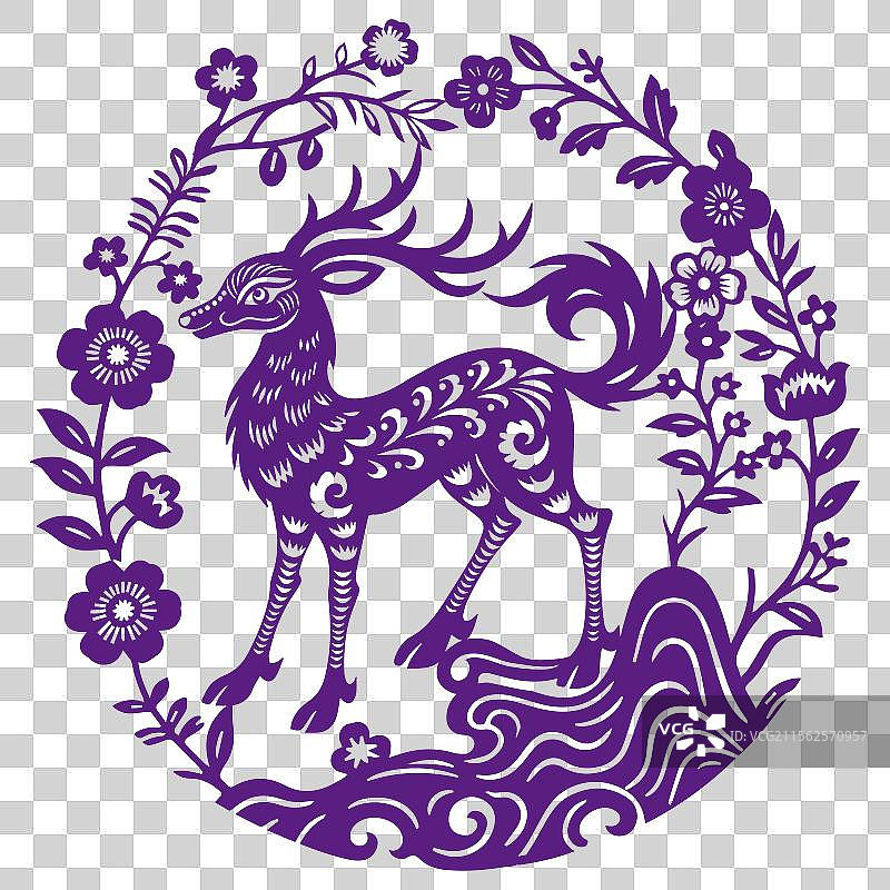 神话传说非遗剪纸山海经神兽系列图片素材