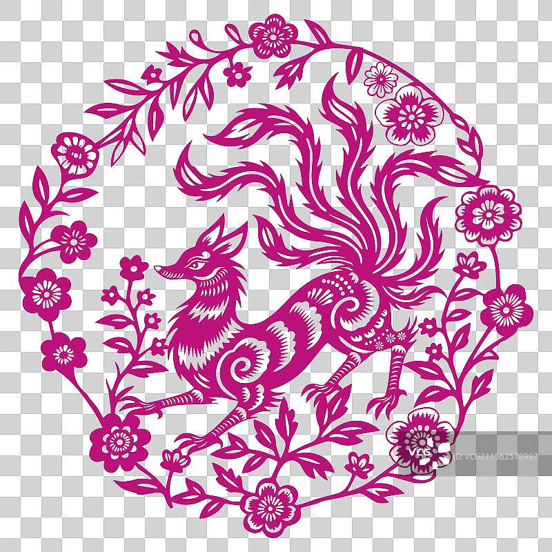 神话传说非遗剪纸山海经神兽系列图片素材