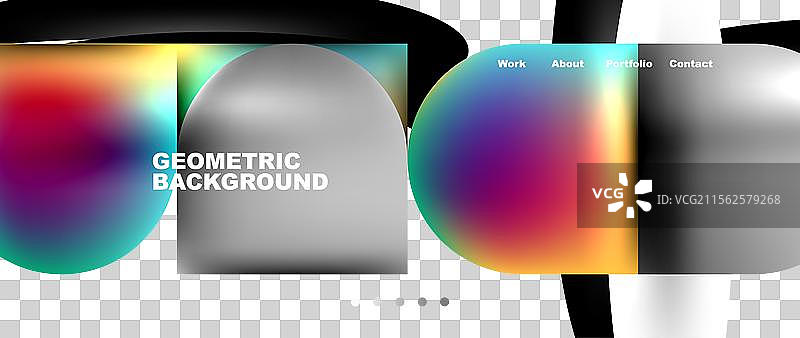 几何抽象玻璃效果，带有圆形和图片素材