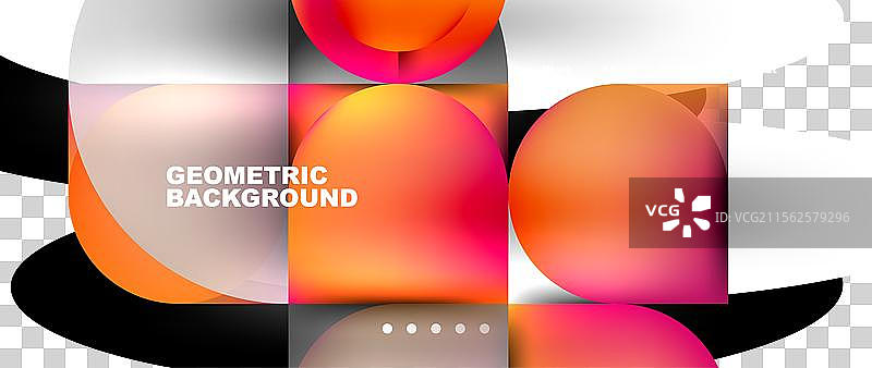 几何抽象玻璃效果，带有圆形和图片素材