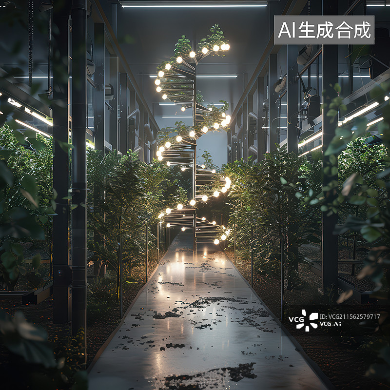 【AI数字艺术】未来温室垂直农业图片素材