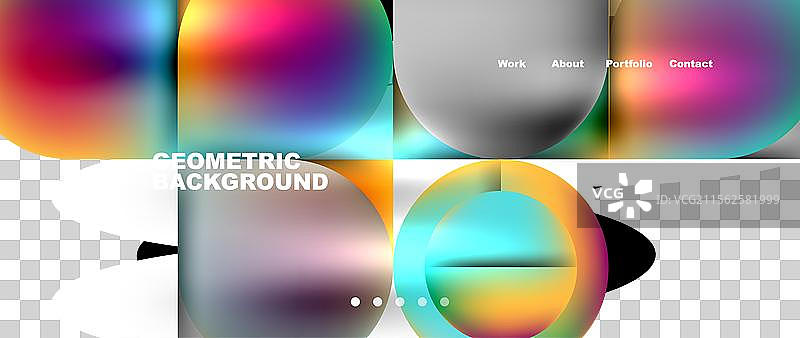 几何抽象玻璃效果，带有圆形和图片素材