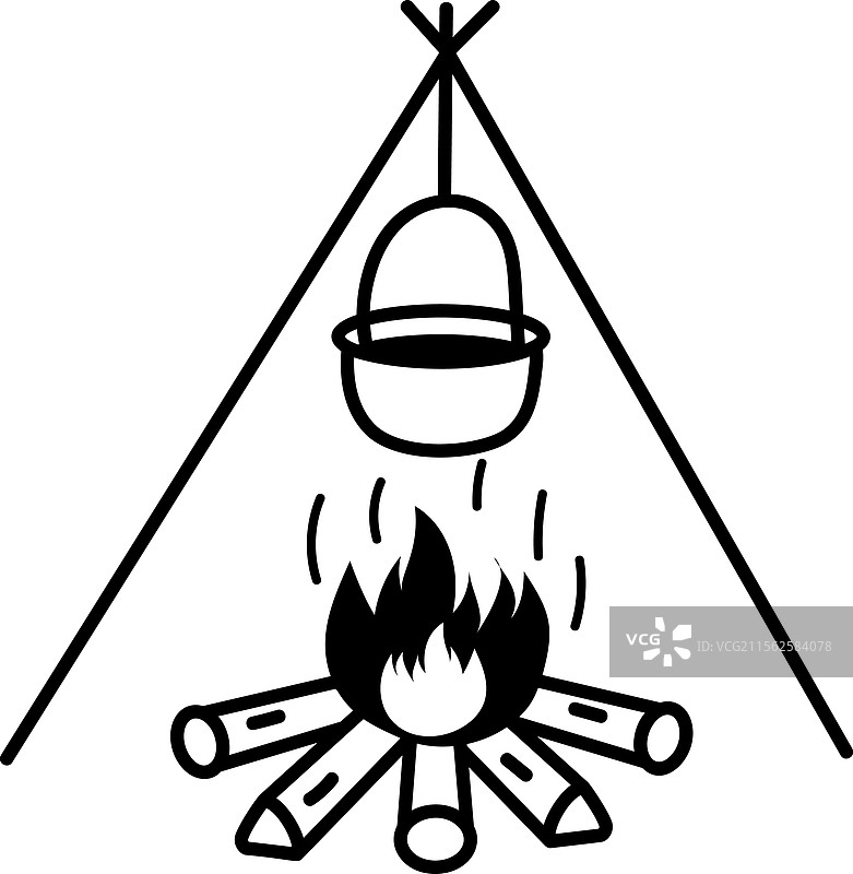 户外烹饪图标涂鸦风格图片素材