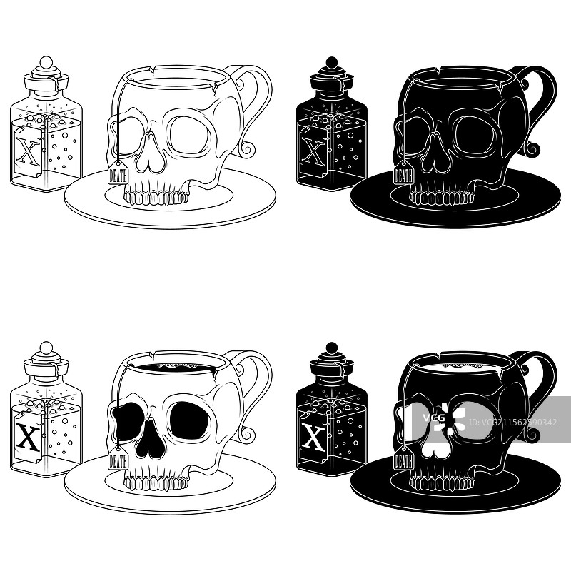 恶魔饮料杯，骷髅形状的魔法药水杯图片素材