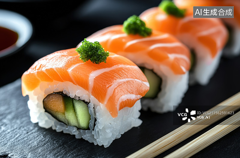 【AI数字艺术】三文鱼寿司图片素材