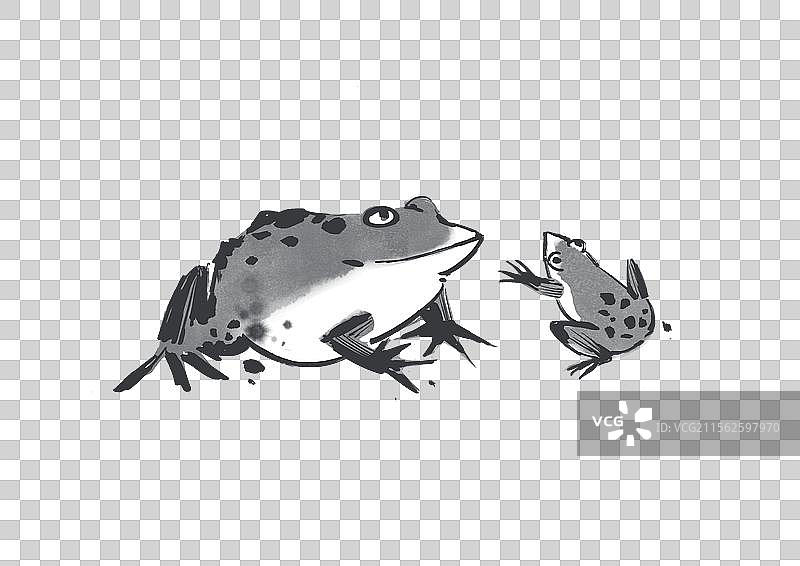 牛蛙国风水墨元素图片素材