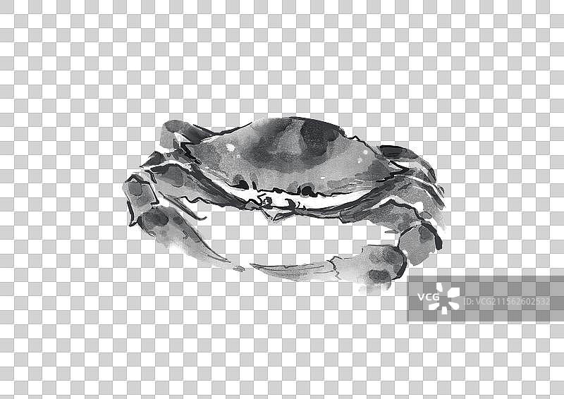 花蟹国风水墨元素图片素材
