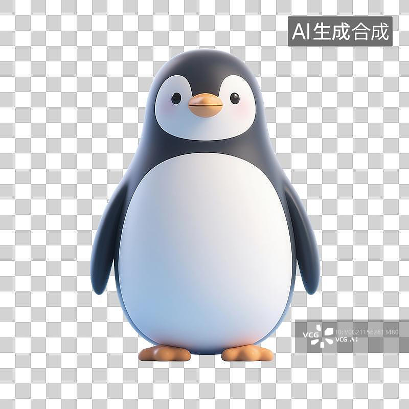 【AI数字艺术】3D渲染，卡通企鹅，鸟类，冬天，南极，极地免抠元素图片素材