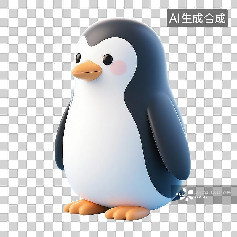 【AI数字艺术】3D渲染，卡通企鹅，鸟类，冬天，南极，极地免抠元素图片素材