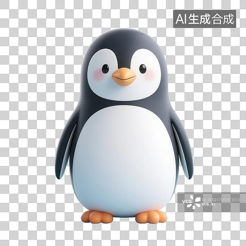 【AI数字艺术】3D渲染，卡通企鹅，鸟类，冬天，南极，极地免抠元素图片素材