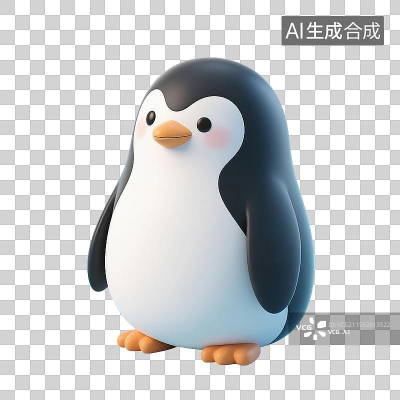 【AI数字艺术】3D渲染，卡通企鹅，鸟类，冬天，南极，极地免抠元素图片素材