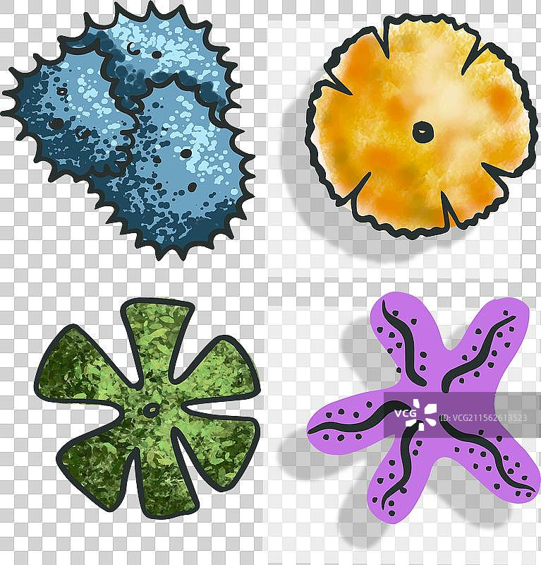 彩色图标中的树木俯视图设置图片素材