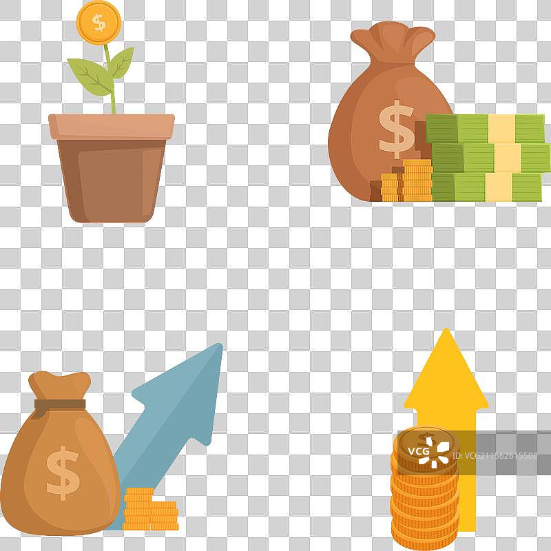 财务增长与储蓄概念图标图片素材