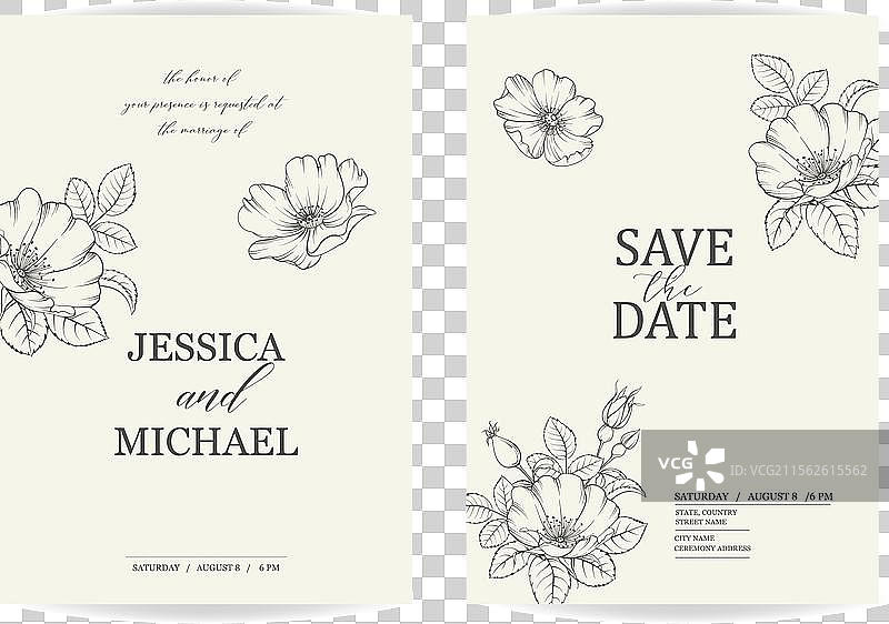 奢华的复古玫瑰花和玫瑰果卡片图片素材