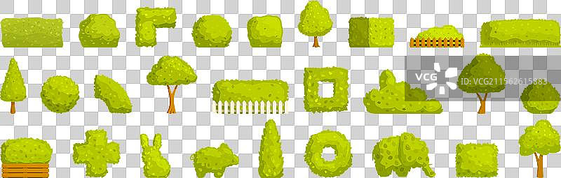 树篱图标集，独立元素的集合图片素材