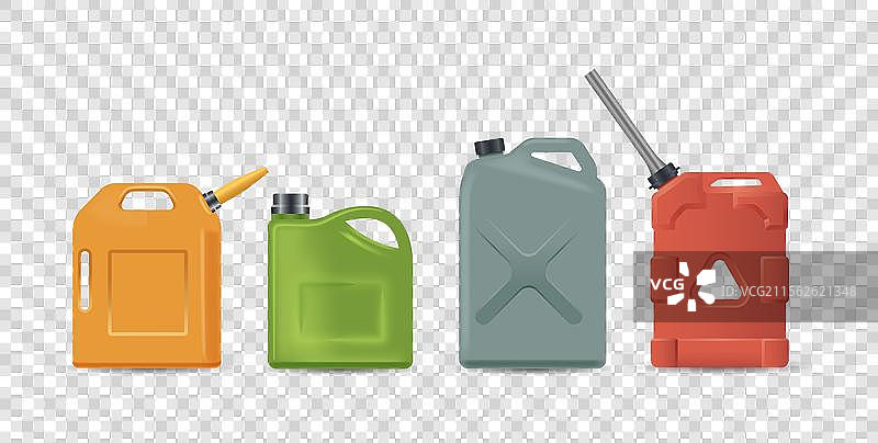 不同颜色的燃料罐集合图片素材