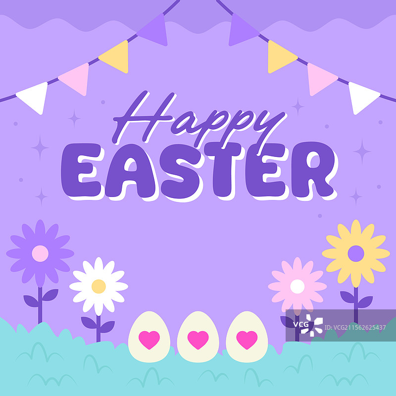 你好，复活节彩蛋狩猎海报方形横幅图片素材