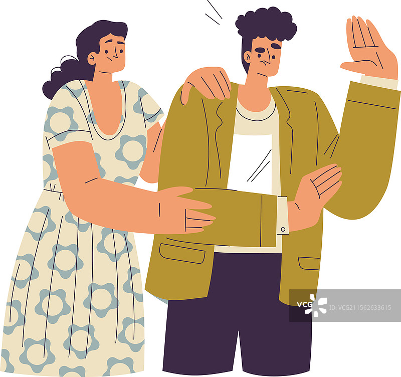 不受欢迎的拥抱让男人感到烦恼图片素材