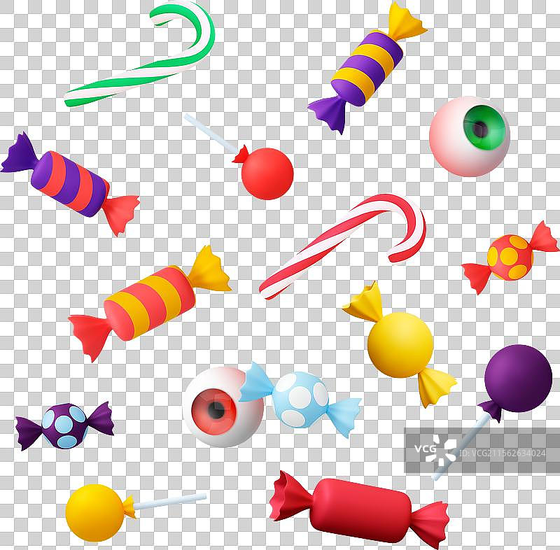 糖果 3D 图标，棒棒糖和巧克力糖果图片素材