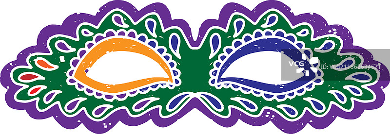 带有复古纹理的彩色狂欢节面具图片素材