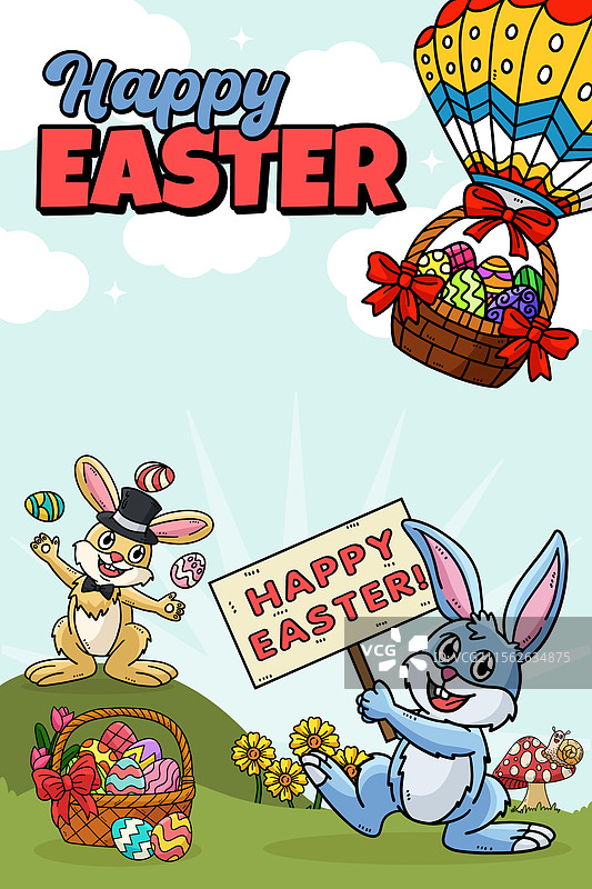 快乐复活节彩蛋狩猎海报竖幅横幅图片素材