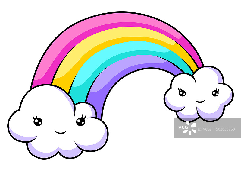 可爱的卡哇伊彩虹与云朵图片素材