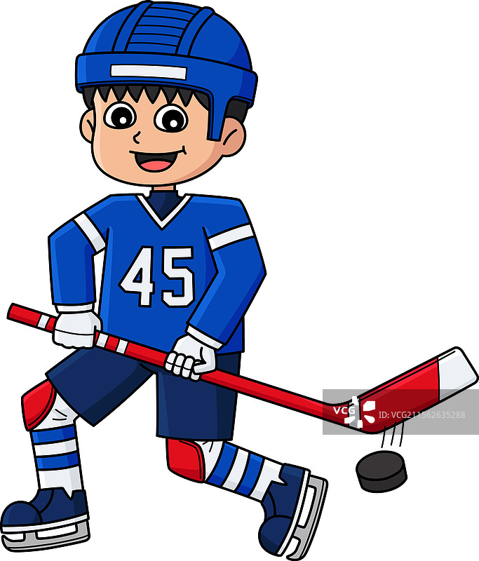 冰球男孩球员阻止进球的剪贴画图片素材
