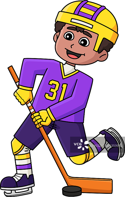 冰球男孩球员传球的剪贴画图片素材