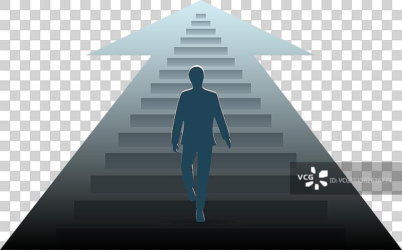一个男人走在楼梯上图片素材