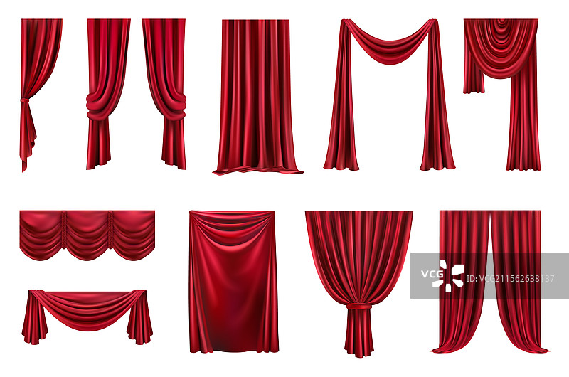 舞台或场景用的红色天鹅绒帷幕图片素材