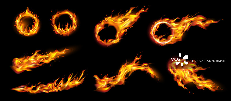 火圈、火焰轨迹和火球图片素材