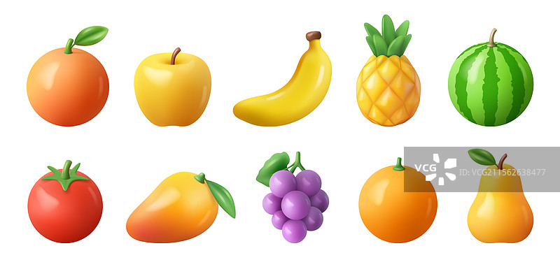 异国情调和热带水果的3D丰收产品图片素材