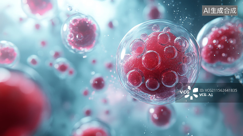 【AI数字艺术】细胞分裂过程中的胚胎细胞图片素材