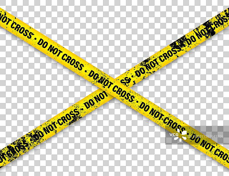 旧的磨损路障施工黄带图片素材