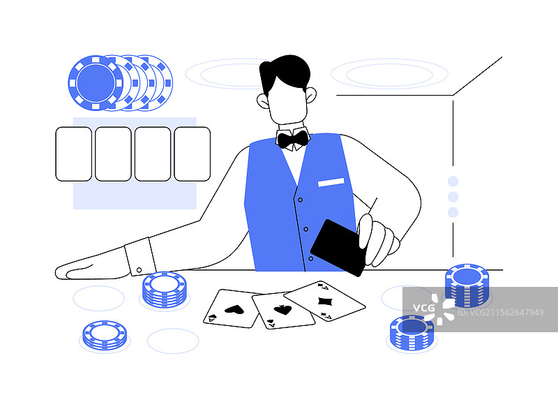 孤立的卡通赌场发牌员图片素材