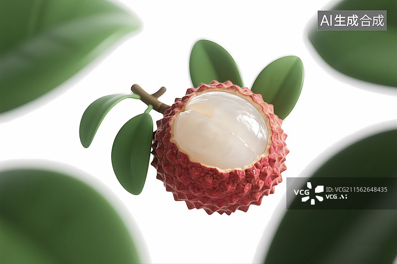 【AI数字艺术】3d新鲜的剥壳的荔枝图片素材