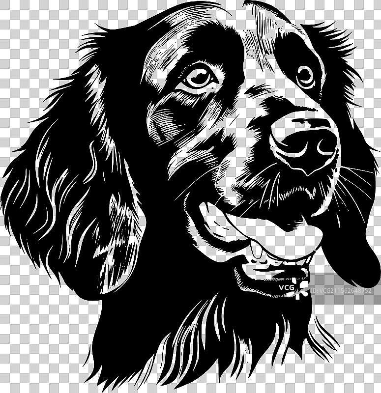 黑白色的腊肠犬孤立图标图片素材