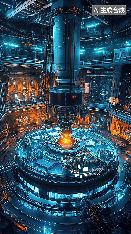 【AI数字艺术】可控核聚变核能科研基地的新能源核反应堆发电站3D渲染图片素材
