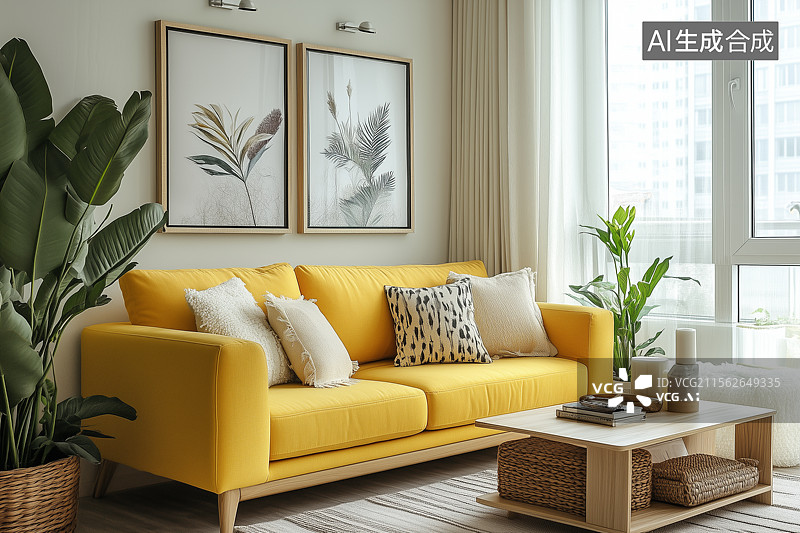 【AI数字艺术】客厅里的沙发图片素材