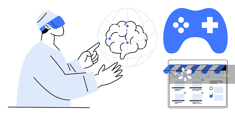 虚拟现实技术爱好者正在互动图片素材