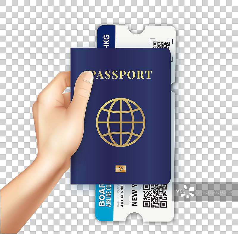 机票附在护照上。图片素材