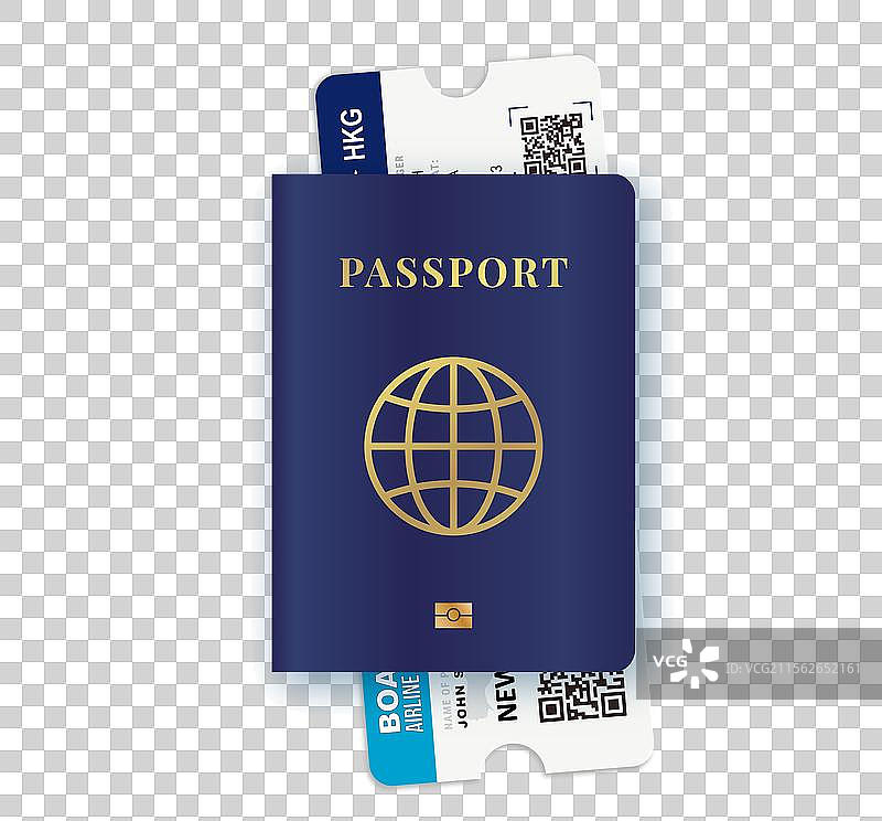 机票附在护照上图片素材
