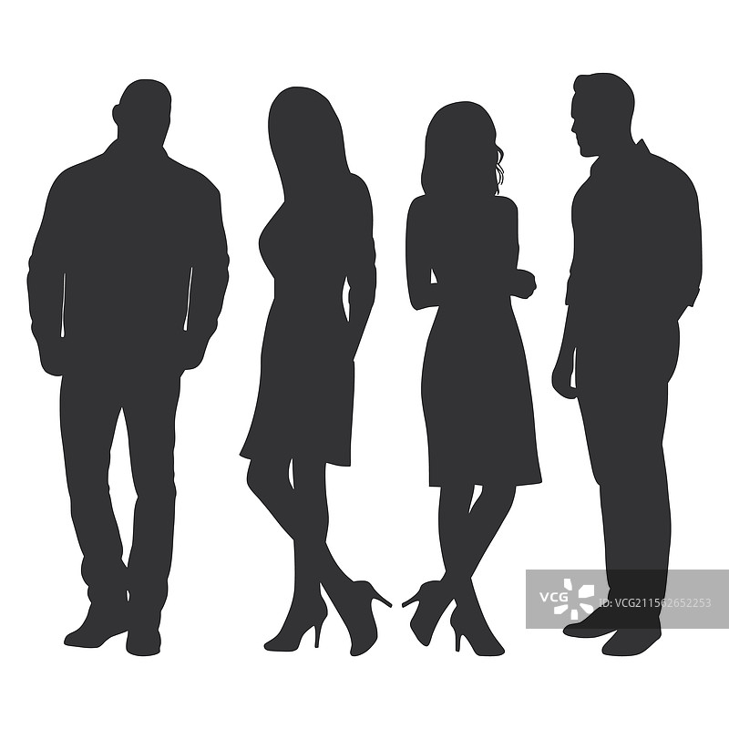 站立的男女剪影图片素材