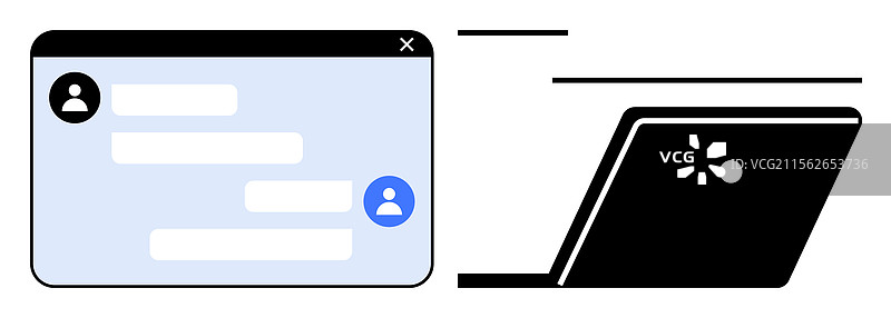 带聊天界面的数字通信工作流程图片素材