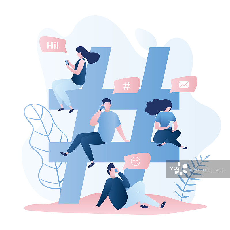 大号井号符号和不同的人们图片素材