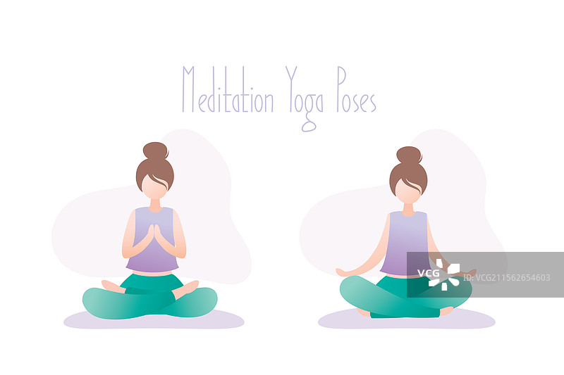 快乐女孩在冥想的莲花姿势中图片素材