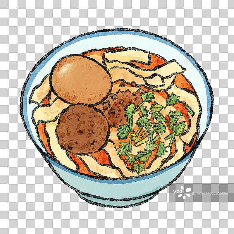 山西大同美食国风插画-刀削面图片素材