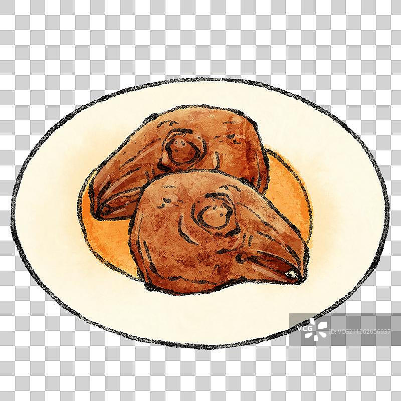 山西大同美食国风插画-兔头图片素材