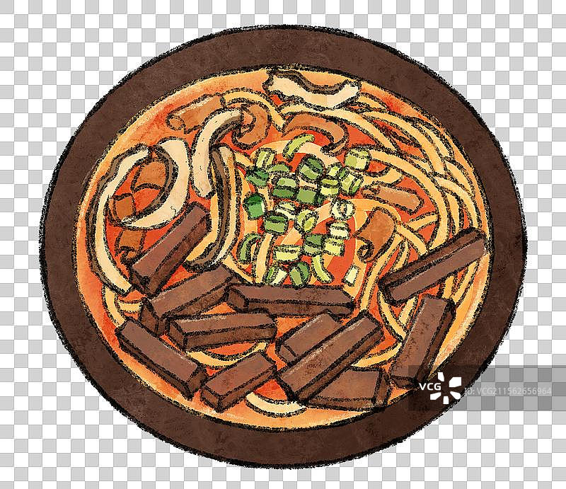 山西大同美食国风插画-羊杂粉图片素材